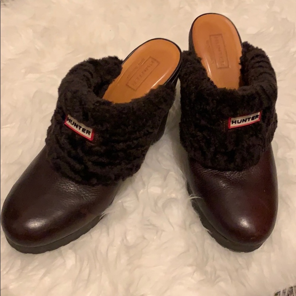 Hunter Bruson Clog Shearling Clog Mule Brown Sz 9 - image 2